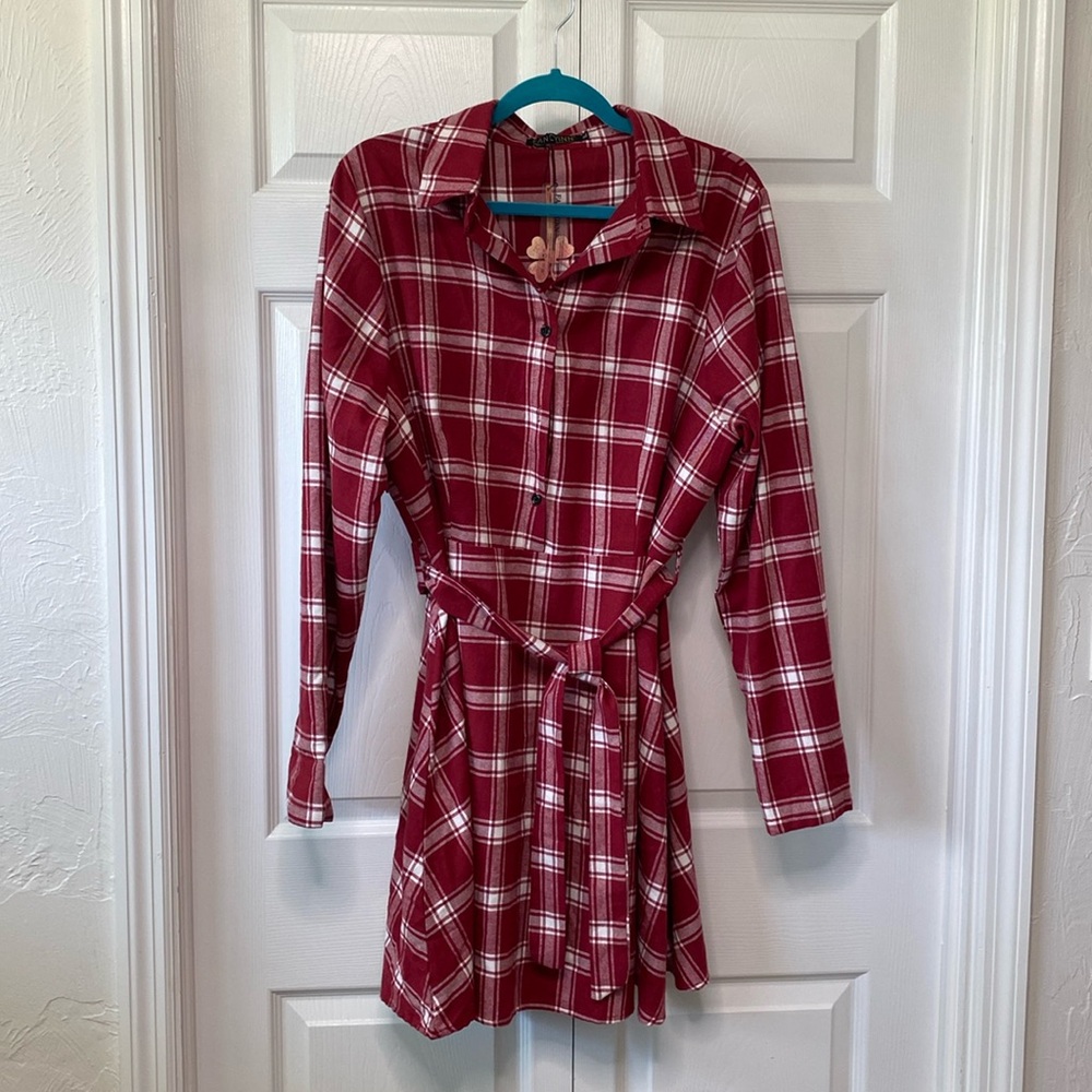 Red plaid dress